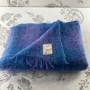 Cushendale Mohair & Wool fringed blanket 66X47 Tie Dye Look